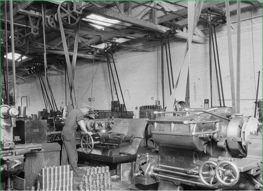 Black and white photo of old facility